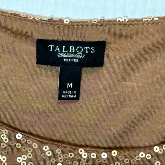 Talbots Petites Tan Brown Sequin Tank Top M - Picture 7 of 9